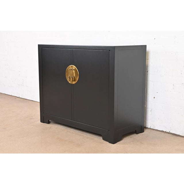 Michael Taylor for Baker Far East Collection Black Lacquered Bar Cabinet, Newly Refinished For Sale - Image 13 of 13