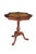 Eye-catching vintage mahogany pedestal side table stands on an elegant tripod base featuring carved scrollwork details and...