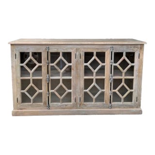 Coastal Driftwood Glass Door Credenza For Sale