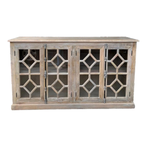 Coastal Driftwood Glass Door Credenza