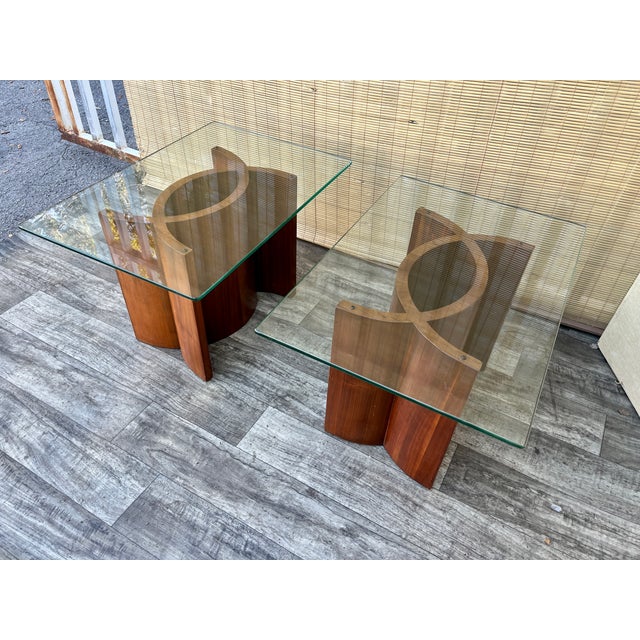 Mid- Century Modern Scandinavian-Style Bent Wood Side Tables With Glass Tops. Circa 1960s For Sale In Miami - Image 6 of 18