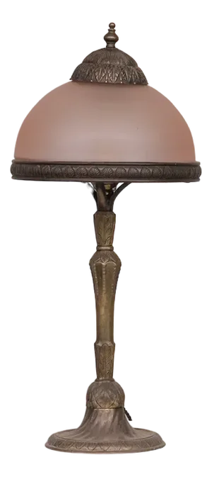 Art Nouveau French Brass and Glass Table Lamp