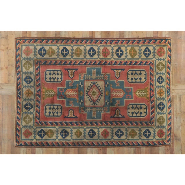 Brick Red Vintage Turkish Oushak Rug, 06'08 X 09'04 For Sale - Image 8 of 9