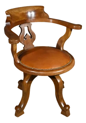 Victorian Swivel Walnut Armchair, England, Late 19th Century