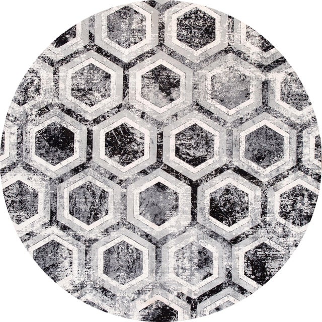 Beautiful contemporary high-end rug, machine-made with a gray field, black and white accents in a gorgeous allover...