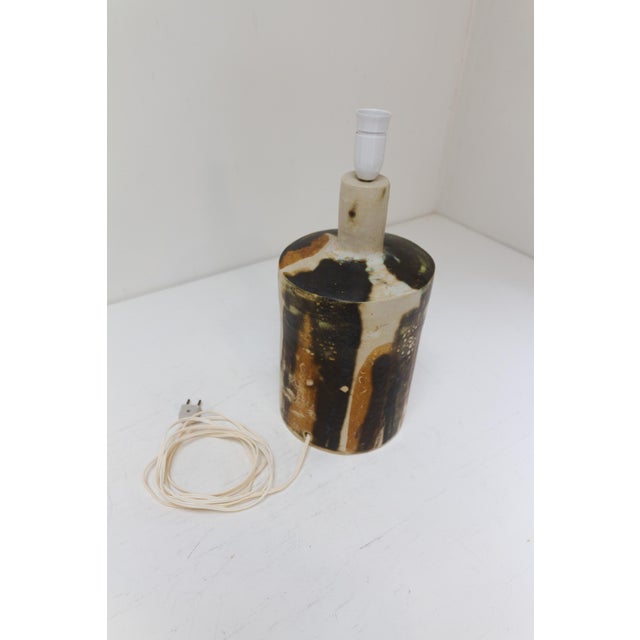 Xl danish mid-century modern stoneware table lamp, 1960s. very large unique handmade ceramic table lamp with beautiful...