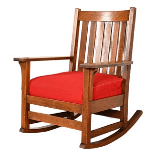 L. & J. G. Stickley Antique Mission Oak Arts & Crafts Rocking Chair, Circa 1910 For Sale