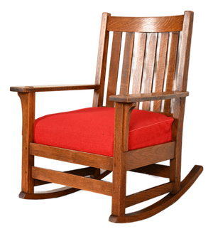 L. & J. G. Stickley Antique Mission Oak Arts & Crafts Rocking Chair, Circa 1910