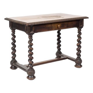 19th Century Italian Walnut Barley Twist Library / Writing Table For Sale