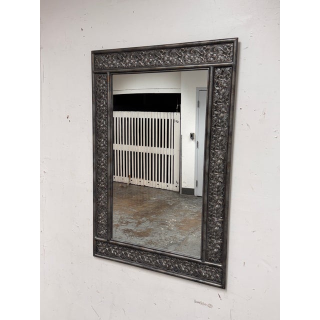 Traditional Metal Botanical Rectangular Wall Mirror For Sale - Image 3 of 12