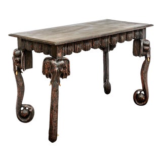Italian Ebonized Wood Writing Table With Elephant Head & Legs For Sale