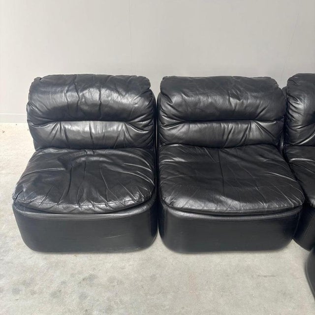 Black Leather Modular Sofa, 1970s, Set of 5 For Sale - Image 6 of 12
