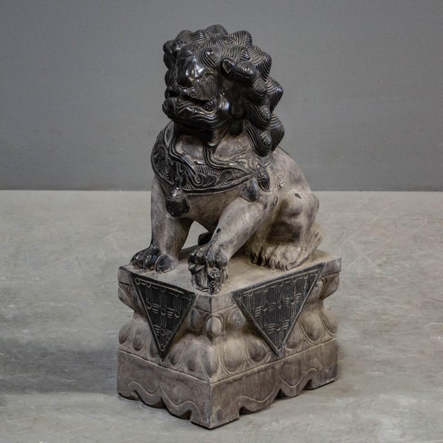 Carved Black Granite Chinese Foo Dog Boundary Markers a Pair Chairish