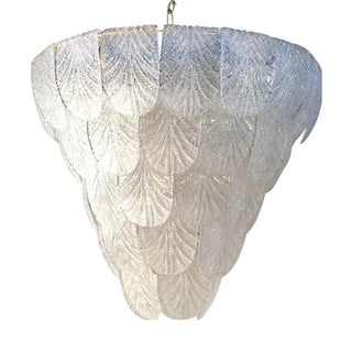 Italian White Graniglia Petals Murano Glass Chandelier by Simoeng for Simoeng For Sale