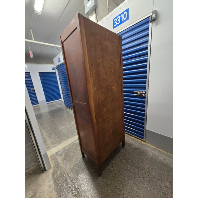 Minimalism 1910s Simple Oak Wardrobe Cabinet--Marked Down! For Sale - Image 3 of 11