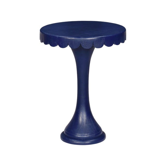 2020s Scalloped Dark Navy Drinks Table For Sale - Image 5 of 6