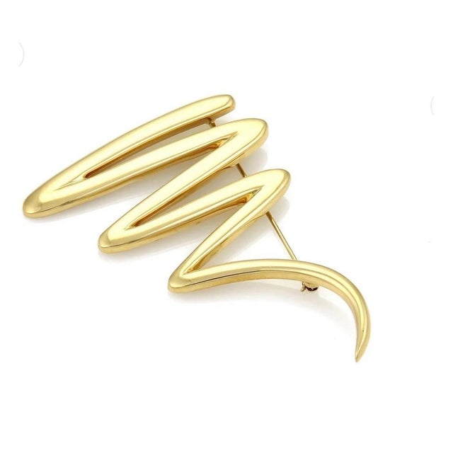 Late 20th Century Tiffany & Co. Picasso Large Zig Zag 18k Yellow Gold Scribble Pin/Brooch, 31 Gm For Sale - Image 5 of 18