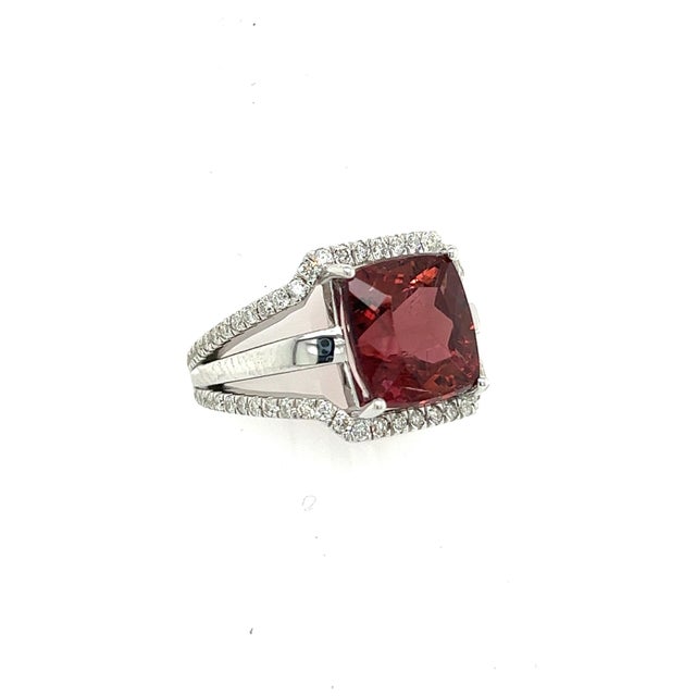 Natural Tourmaline Diamond Ring 6.5 14k White Gold 5.89 TCW Certified For Sale - Image 16 of 18