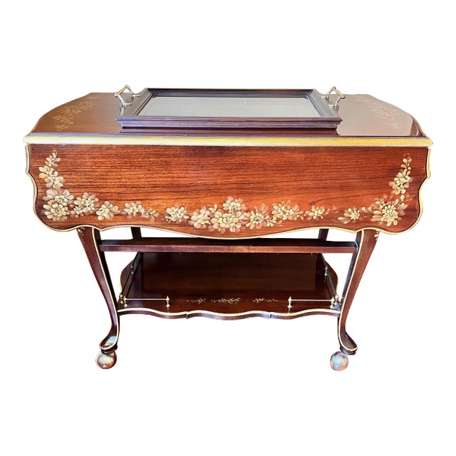 1980s Union National Furniture Company Flip Top Butler's Cart For Sale