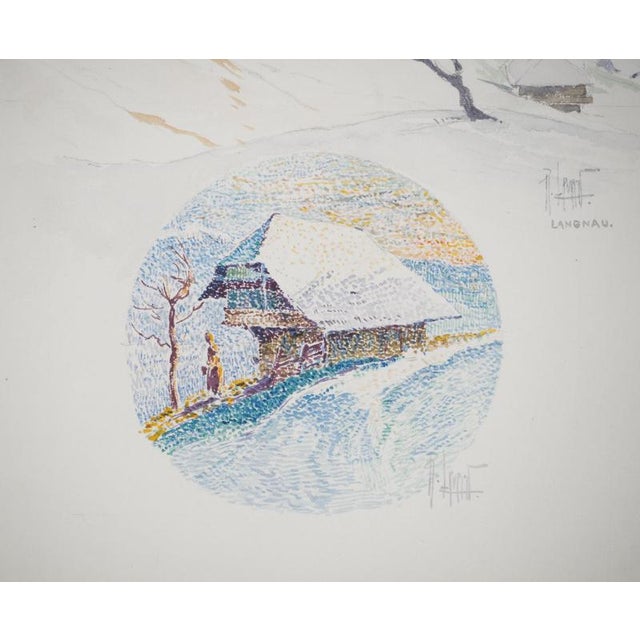 René Leverd, Switzerland, Chalet in Langnau, Watercolor For Sale - Image 7 of 11