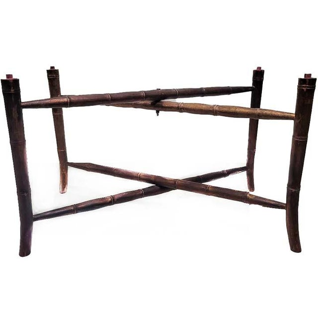 Antique 19th Century English Regency Style Hand-Painted Wooden Hunting Tray Table on Faux-Bamboo Stand For Sale - Image 12 of 13