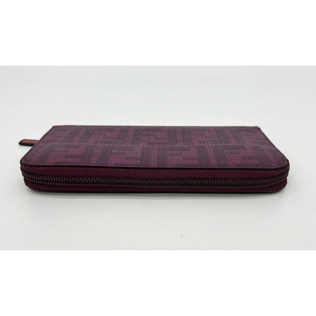 Mid 20th Century Mid 20th Century Fendi Purple Zucca Coated Canvas Long Wallet For Sale - Image 5 of 11