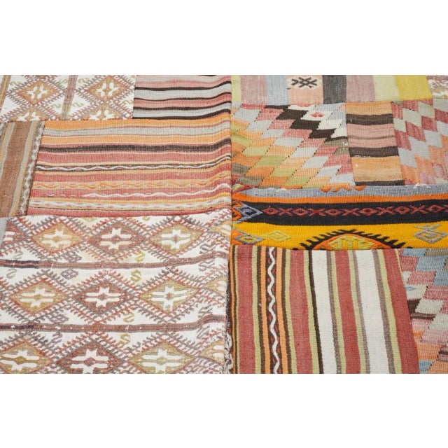 Contemporary Vintage Turkish Patchwork Hand Knotted Rug With Organic Wool and Soft Texture,4'10"X6'5" For Sale - Image 3 of 4