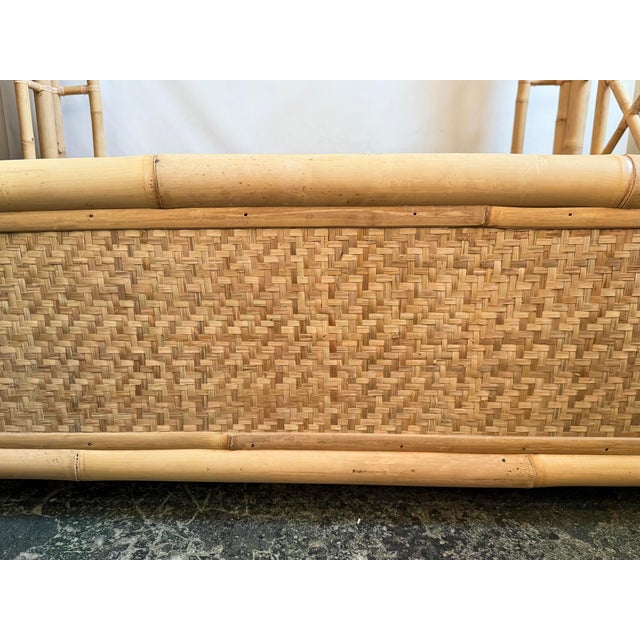 Vintage Plantation Bamboo Canopy Queen Bed Frame For Sale - Image 4 of 11