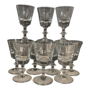 Val Saint Lambert Crystal Wine Glasses State Plain Pattern- Set of 10
