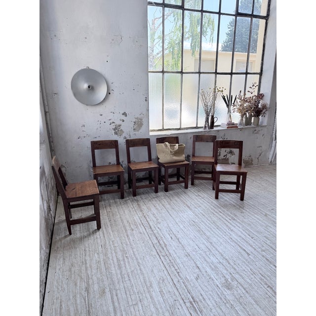 Wood Folk Art Chairs in Savoyard Pine, 1950s, Set of 6 For Sale - Image 7 of 18