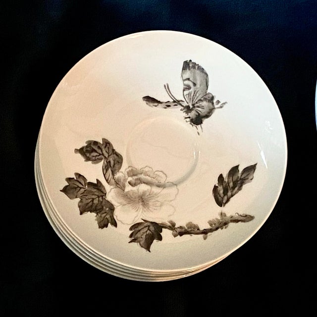 Vintage Dorthy Thorpe Mid Century Hand Painted China With Peonies, Flowers, Birds, and Butterflies. Full Service for Six. - 30pcs Spring Dinnerware For Sale In Savannah - Image 6 of 9