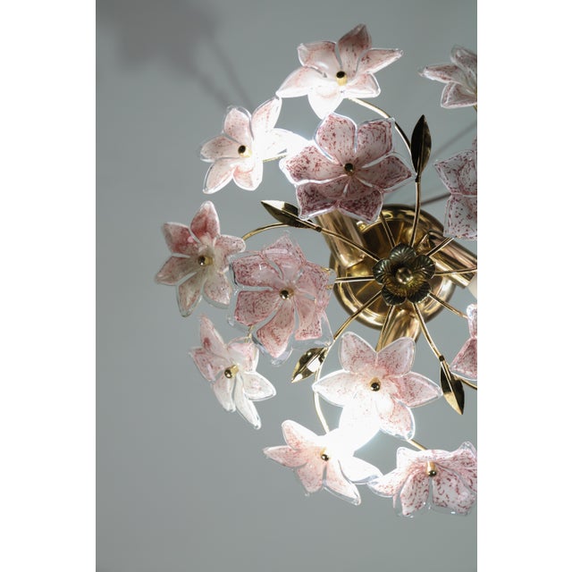 Vintage Murano Ceiling Light Pink Flowers, 1970s For Sale - Image 13 of 13