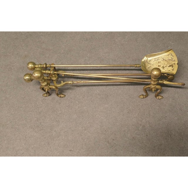 Gothic Fireside Tools on Andiron Rests, Set of 5 For Sale - Image 3 of 8