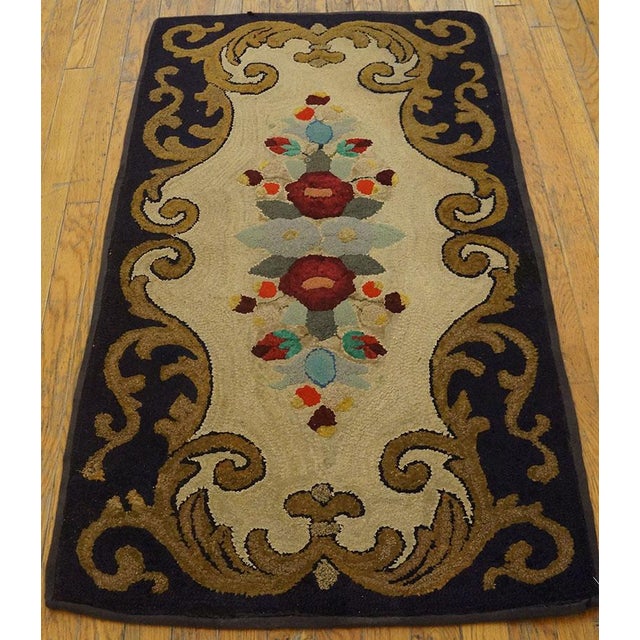Antique American hooked rug, size: 2.3"x 4.1". General Rug Type: North & South American Specific Rug Type: American Hooked...