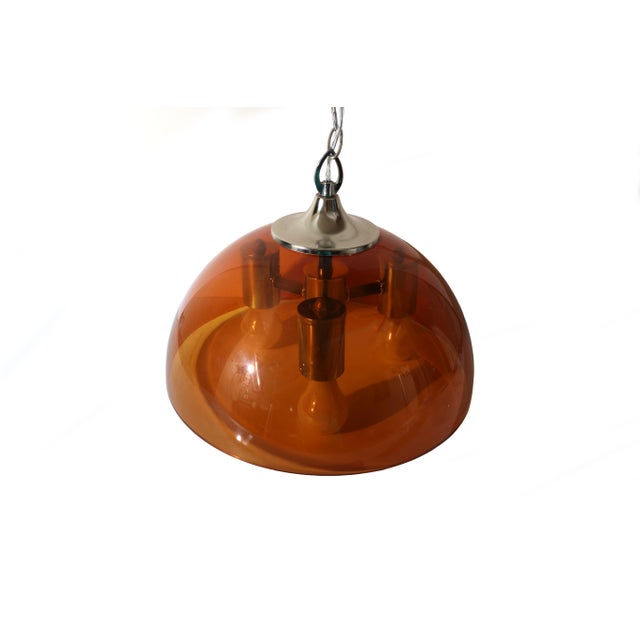 1970s Mid Century Modern Dome Hanging Swag Light for Ceiling - Rewired For Sale - Image 6 of 12