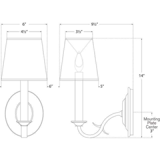 Traditional Thomas O'Brien for Visual Comfort Signature Channing Single Sconce in Bronze with Linen Shade For Sale - Image 3 of 4