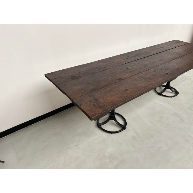 Brown Large Wooden Table with Industrial Spirit, 1950s For Sale - Image 8 of 18