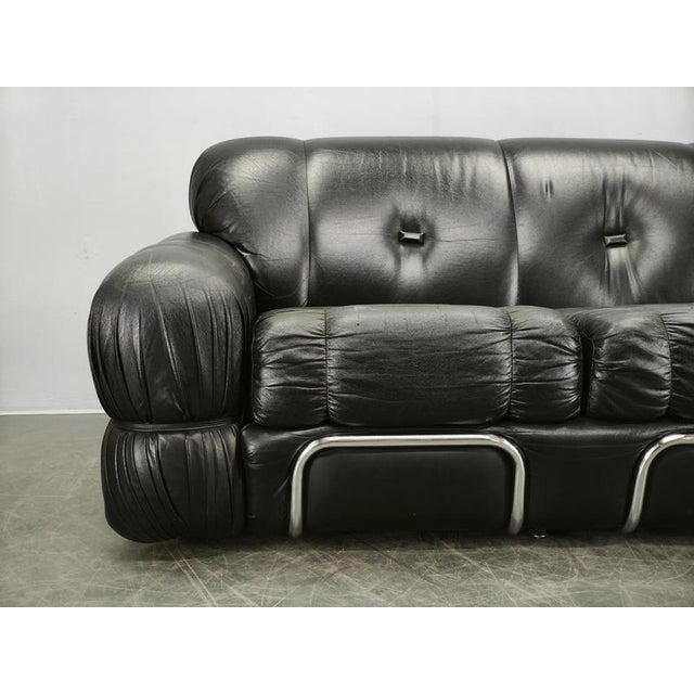 Italian 2-Seater Sofa in Chrome and Leatherette by Adriano Piazzesi, 1970s For Sale - Image 3 of 18