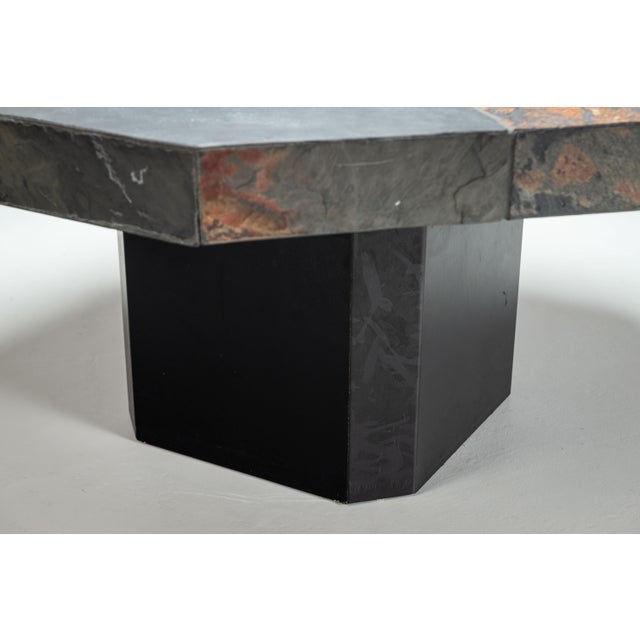 Large Octagonal Coffee Table with Multicoloured Slate Top, 1980s For Sale - Image 9 of 13