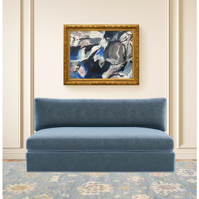 This oil and mixed media painting is inspired by the artist's love of nature. Framed in a heavy antique gold gilded frame,...