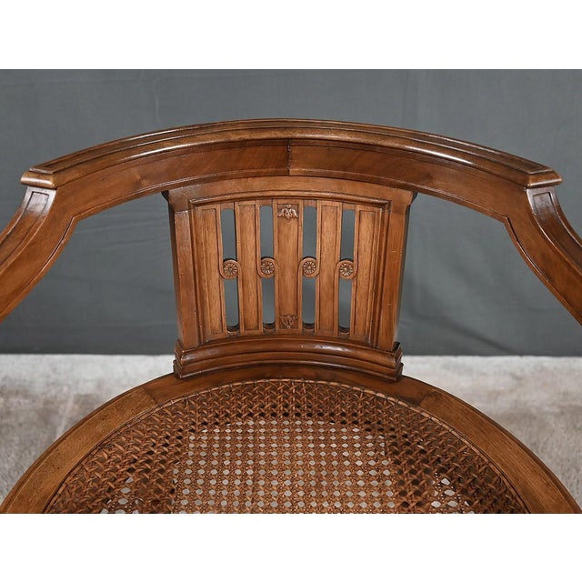 Small Late 19th Century Louis XVI Style Walnut Office Chair For Sale - Image 11 of 18