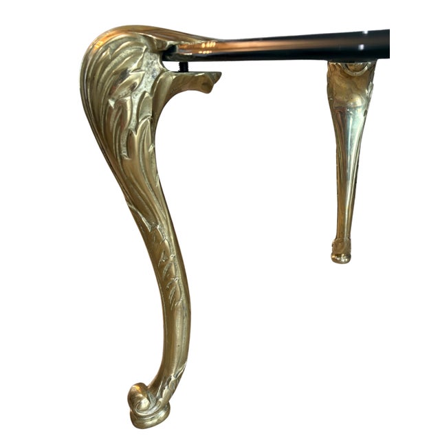 P.E. Guerin Mid 20th Century Hollywood Regency Sculptural Solid Fern Frond Brass Glass Top Coffee Table Attributed to p.e. Guerin For Sale - Image 4 of 12