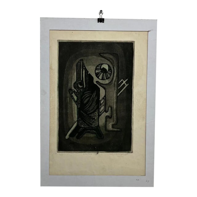 Maria Teresa Vieyra Rincon Original Abstract Art Paper Engraving 6/25 Pez Fish For Sale