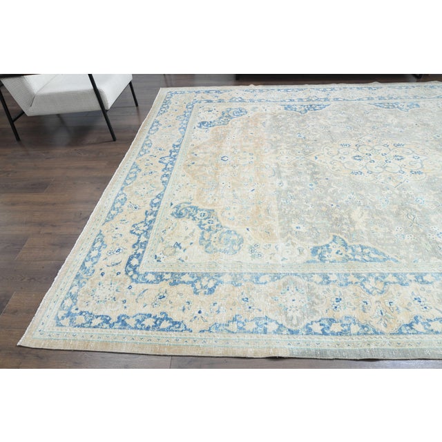 1970s Vintage Persian Handmade Wool Cotton Area Rug For Sale - Image 10 of 11