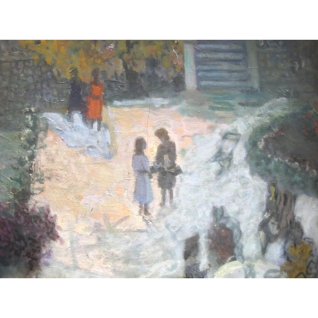 Francis Smith Gilt Framed Figural Garden Signed Oil Painting Jardin For Sale In Portland, OR - Image 6 of 10