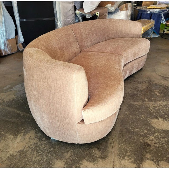 Wood Scarlet Curved Sofa For Sale - Image 7 of 9