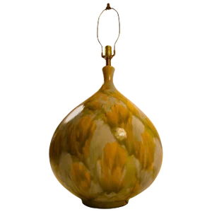 Large Ceramic Drip Glaze Lamp With Original Shade