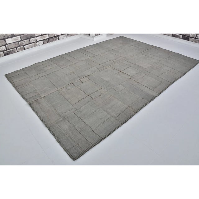 Gray Vintage Oushak Grey Hemp Rug For Sale - Image 8 of 10