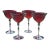Vintage Red-Patterned & Silver Stemmed Glasses - Set of 4 For Sale
