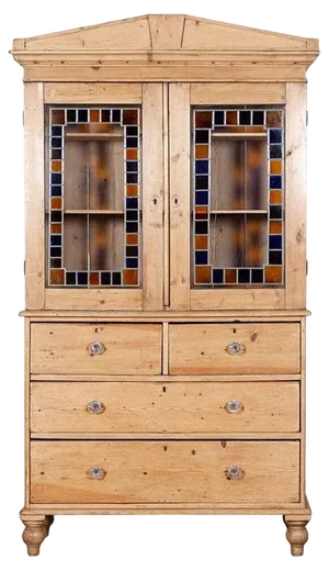 Large English Housekeepers Cabinet in Glazed Pine, 1870s